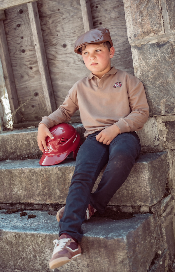 Taupe Graphic Polo Sweater