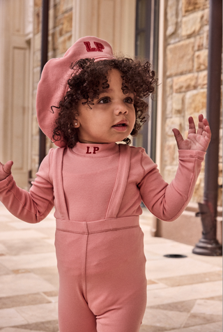 Pink LP Mockneck and Overalls Set