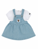 White Baby Tee and Denim Jumper Dress Set