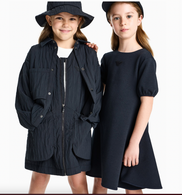 Navy Puff Sleeves Dress