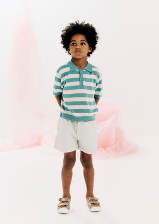 Green Striped Xian Knit Polo