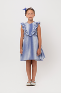 White and Blue Palm Striped Dress