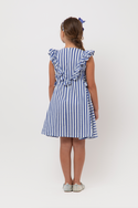 White and Blue Palm Striped Dress