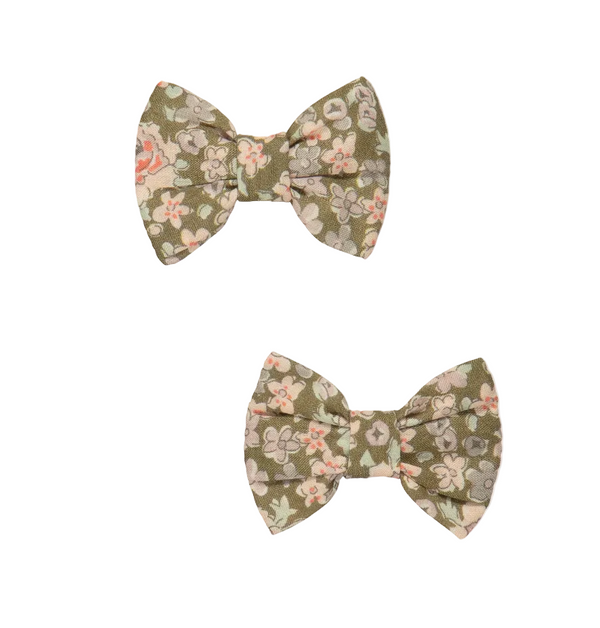 Green Floral Miniclic Barrette