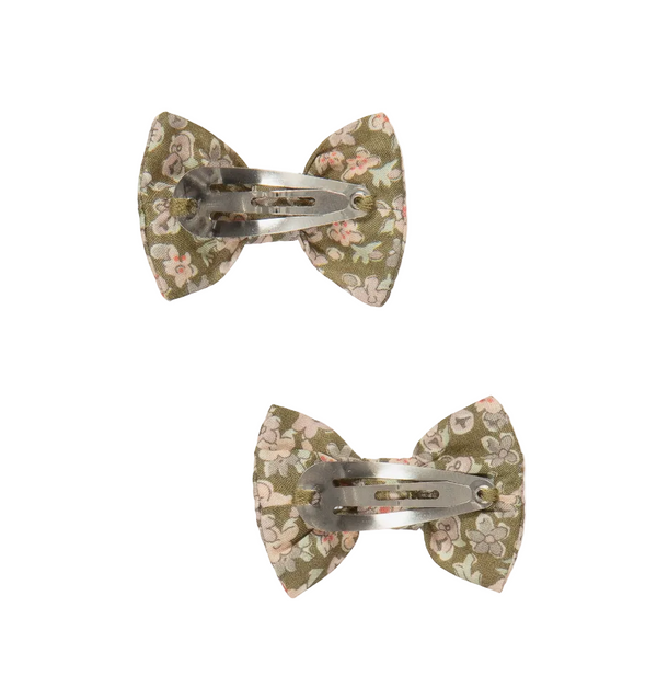 Green Floral Miniclic Barrette