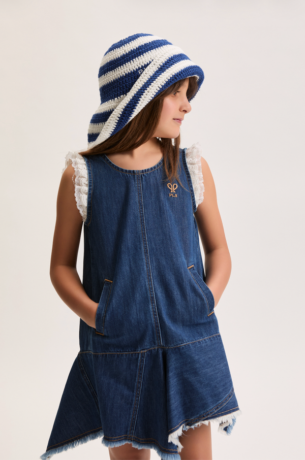 Dark Denim Asymmetrical Sleeveless Dress