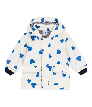 White and Blue Baby Hearts Raincoat