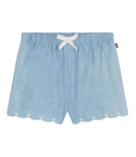 Light Blue Baby Chambray Scallop Shorts
