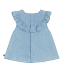 Light Blue Baby Chambray Ruffle Blouse