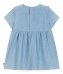 Light Blue Baby Chambray Heart Ruffle Dress