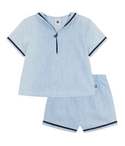Light Blue Baby Chambray Sailor Shorts Set