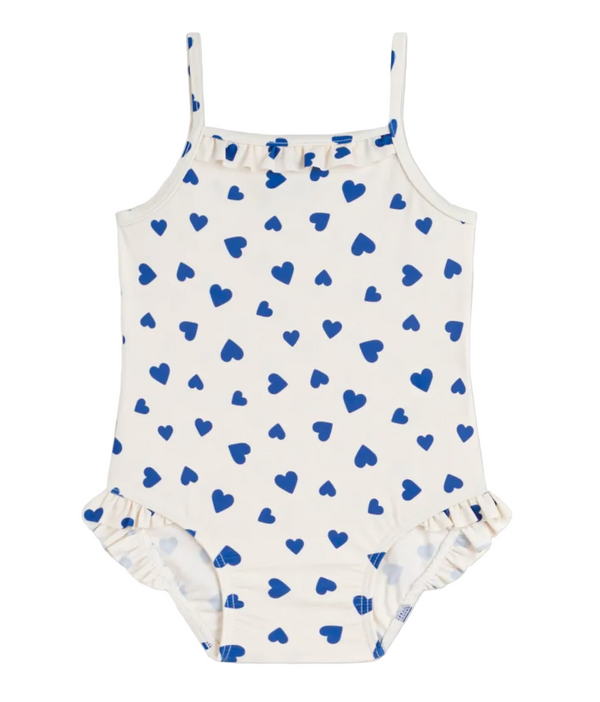 White and Blue Baby Hearts Swimsuit