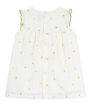 White Baby Green Flower Dress