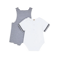 Navy and White Baby Striped Overall and Onesie Set