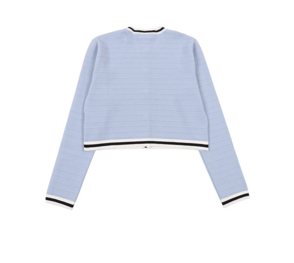 Blue Striped Knit Cardigan