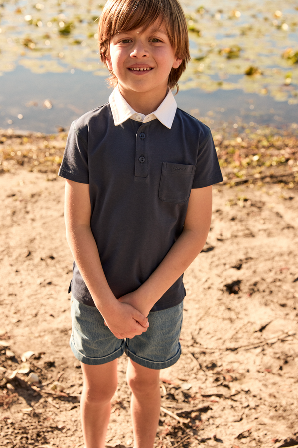 Navy LP Embroidered Polo