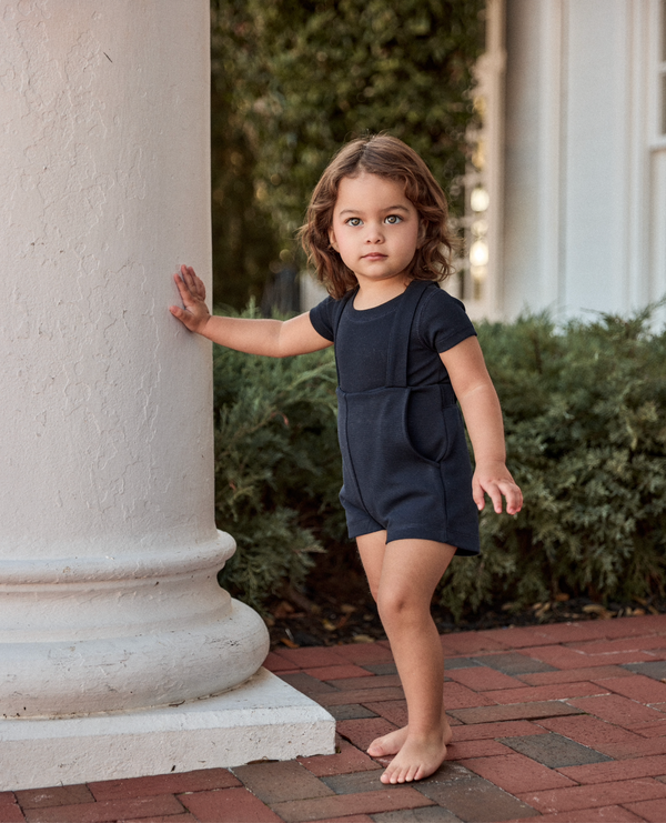Navy Stretch Overall Set