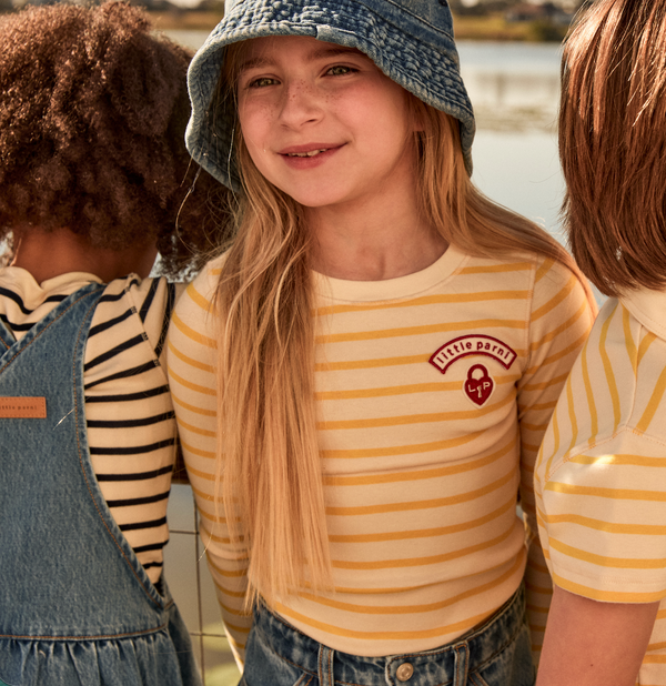 Yellow and Ivory Wide Striped Long Sleeve Tee