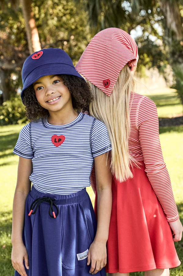 Royal Blue and White Heart Striped Tee