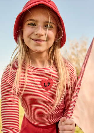 Coral and Pink Striped Long Sleeve Tee