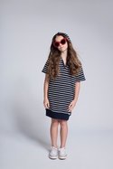Navy Stripes Hoodie Dress