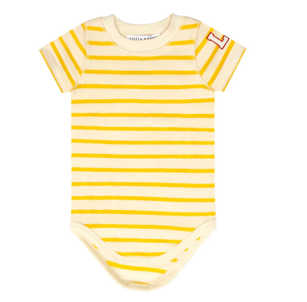 Yellow and Ivory Wide Striped Onesie