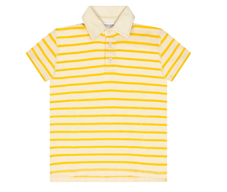 Yellow and Ivory Wide Striped Polo