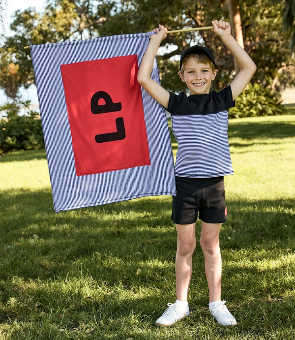 Black with Red LP Patch Short