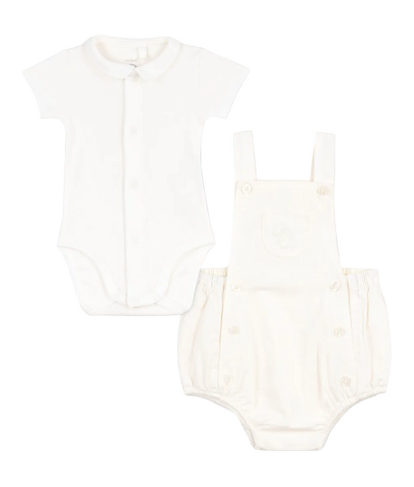 White Baby Overall and Onesie Set