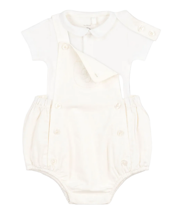 White Baby Overall and Onesie Set