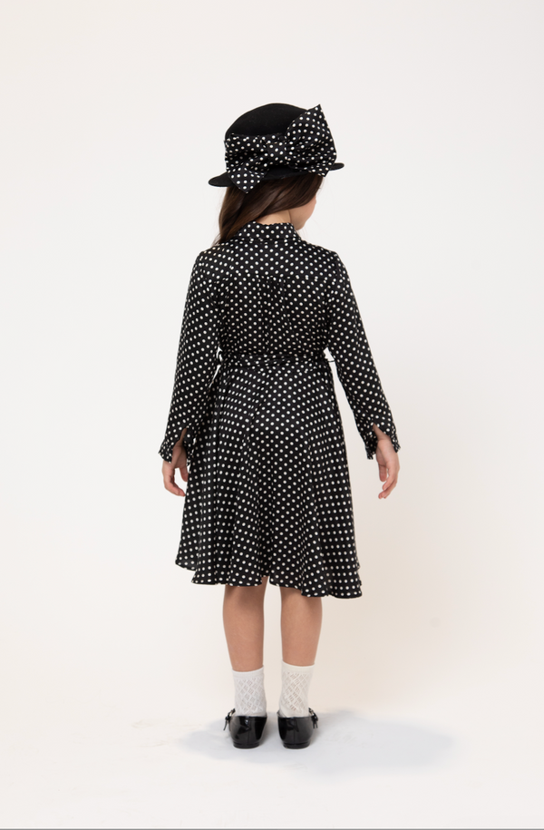 Black and White Polka Dot Bellina Long Length Dress