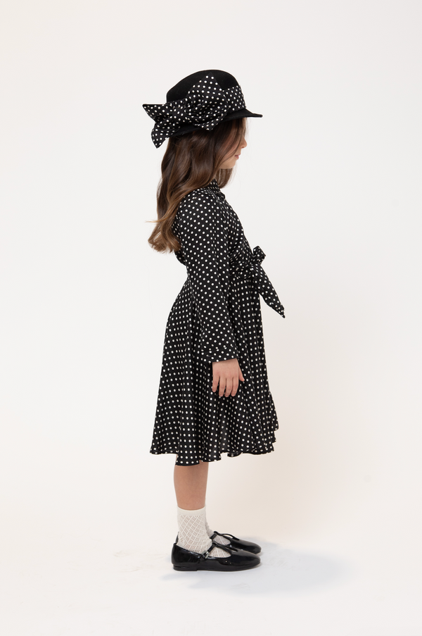 Black and White Polka Dot Bellina Long Length Dress