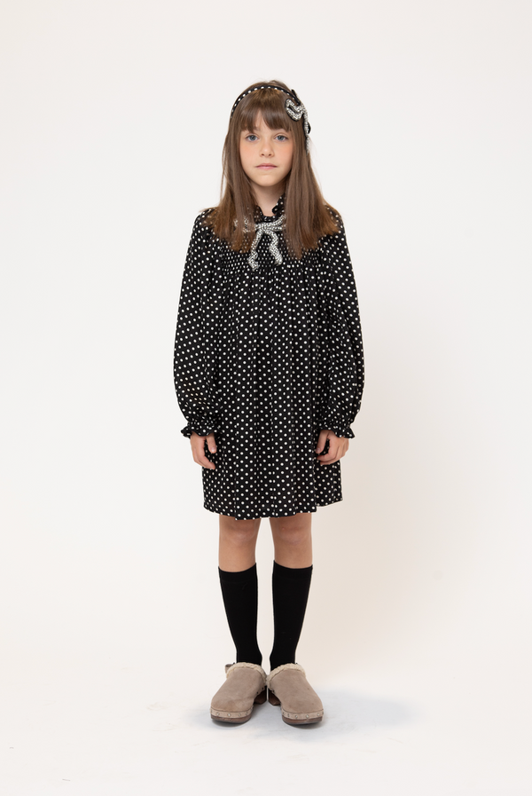Black and White Polka Dot Girella Long Length Dress