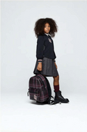 Grey Houndstooth Pleated Skirt