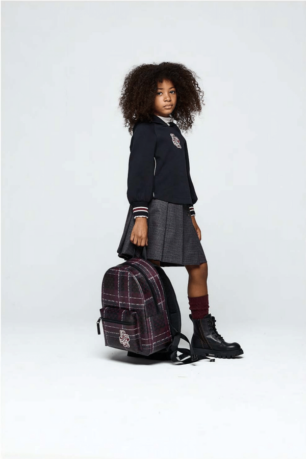 Grey Houndstooth Pleated Skirt