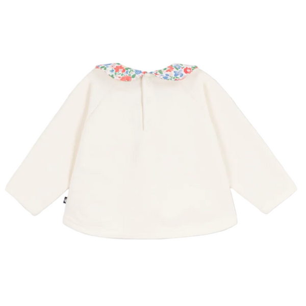 Cream with Floral Collar Sweatshirt