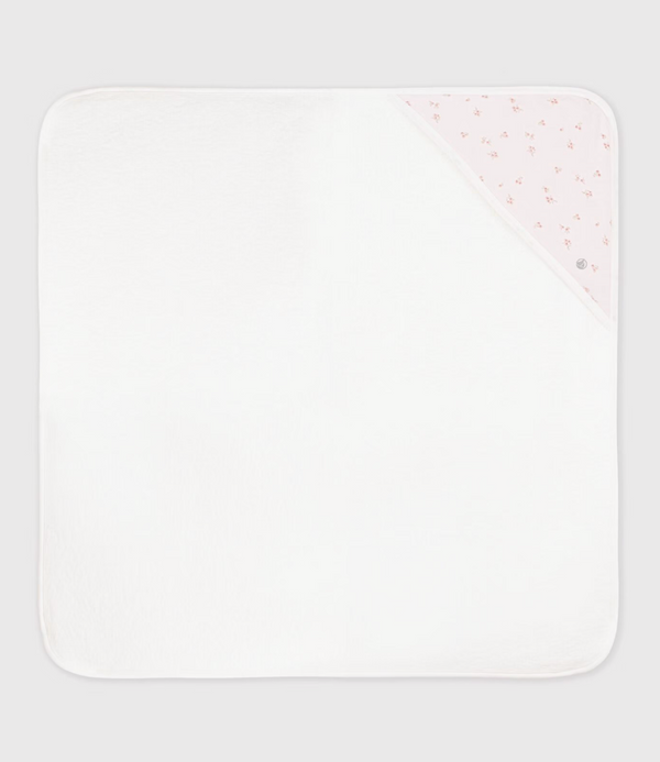Baby White with Pink Floral Towel