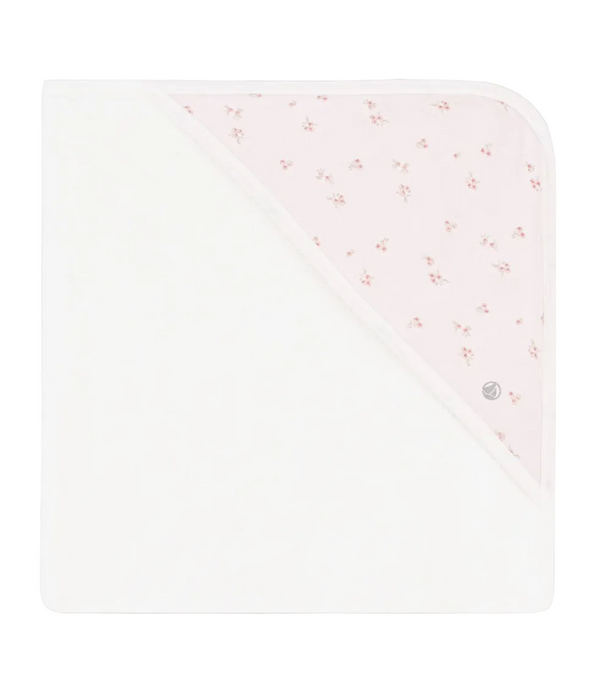 Baby White with Pink Floral Towel