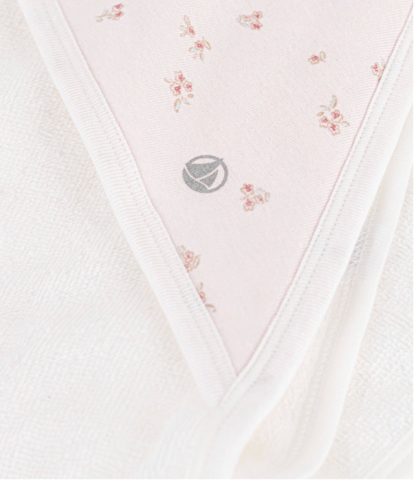 Baby White with Pink Floral Towel