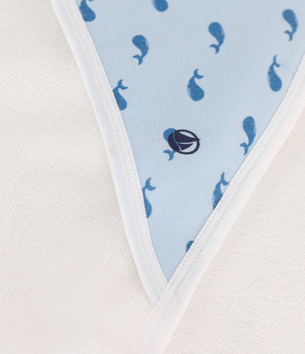 Baby White with Blue Whale Print Towel