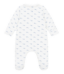 White with Blue Whales Velour Footie