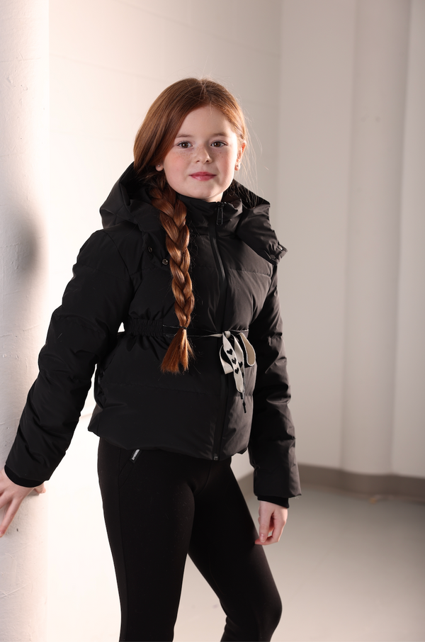 Black Heart Drawstring Belted Coat
