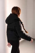 Black Heart Drawstring Belted Coat