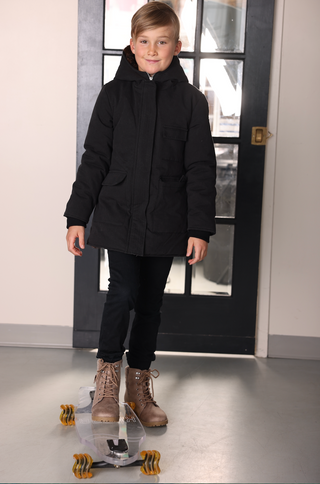 Boys Black with Brown Fur Lined Coat