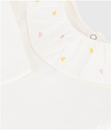 White with Ruffled Heart Embroidered Collar Onesie