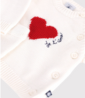 White with Red Heart Sweater and Pants Knit Ensemble