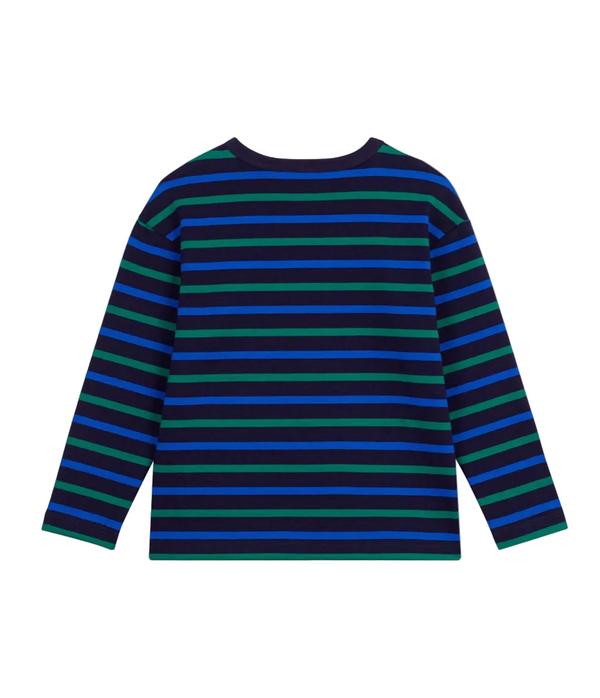 Navy and Green Striped Long Sleeve Tee