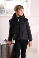 Black Wool Hooded Jacket