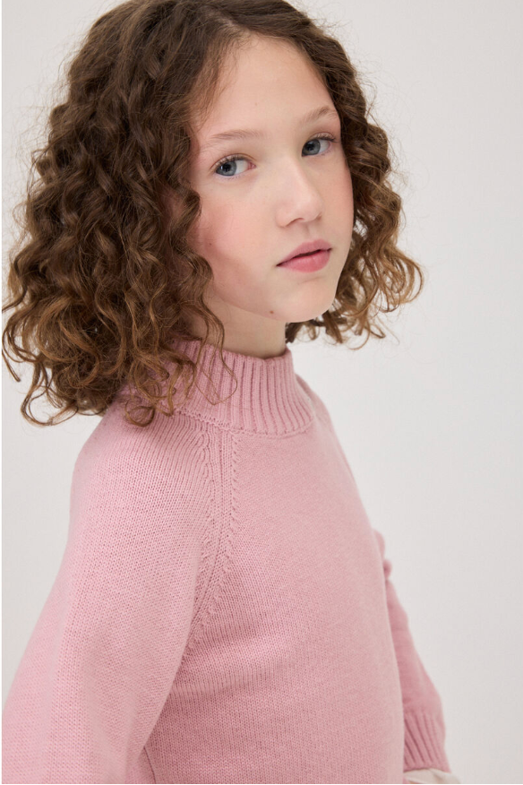 Blush Rose Wool Knit Mockneck Sweater