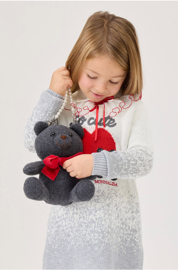 Gray Plush Teddy Bag